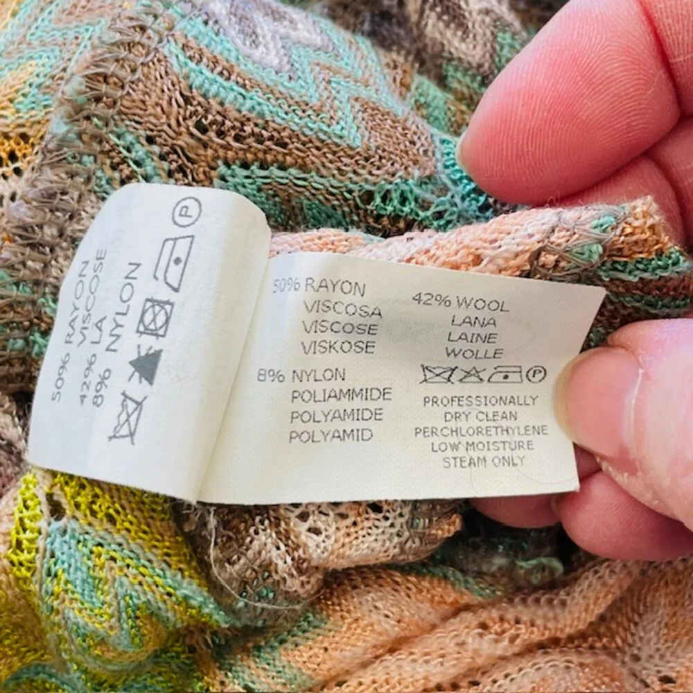 Missoni Vintage Zig Zag Raschel Lacy Knit High Neck Tank Mini Dress 40 XS/S - Picture 10 of 11